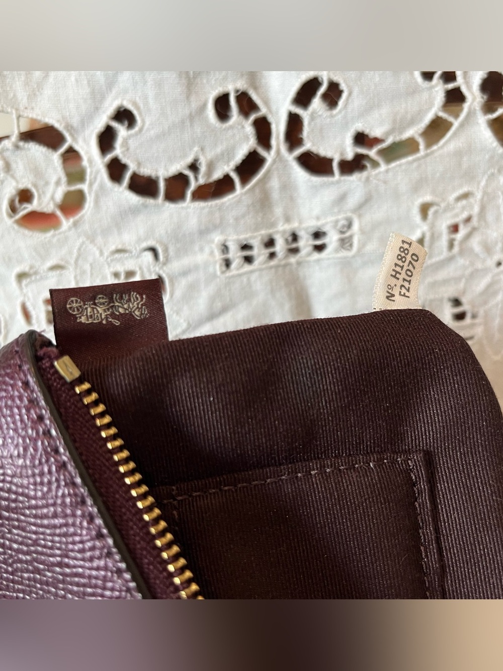 Coach Metallic Deep Purple Leather Wristlet with Gold Logo and Hardware - Picture 6 of 6